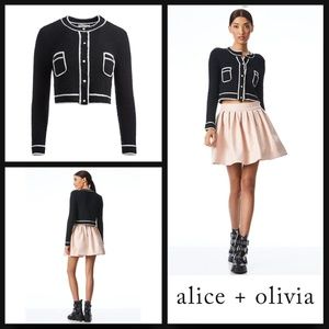 ALICE & OLIVIA RHODA CROPPED CARDIGAN SZ L